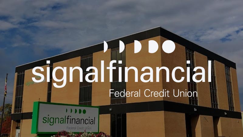 Signal Financial Federal Credit Union logo overlaying imagery of a building.