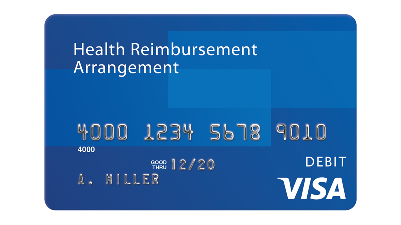 Visa Health Reimbursement Arrangement debit card. Visa Health Reimbursement Arrangement debit card.