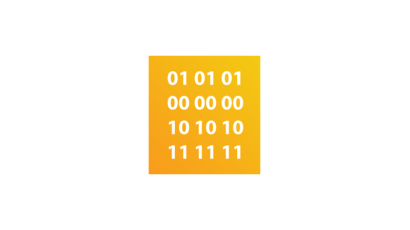 Illustration of binary numbers inside a yellow square.