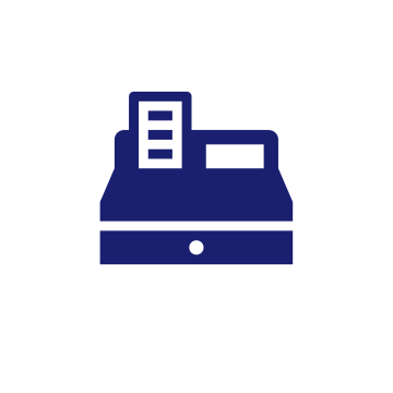 Blue icon of cash register Blue icon of cash register