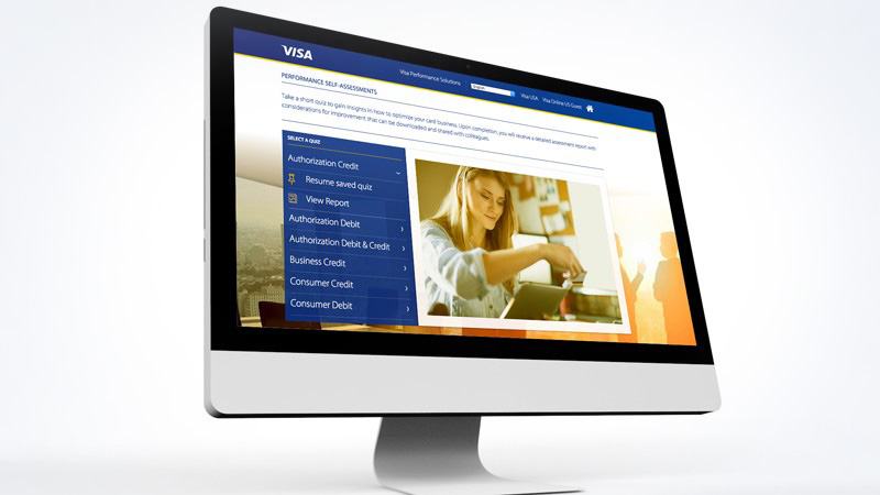 Visa webpage open on a computer monitor. Visa webpage open on a computer monitor.