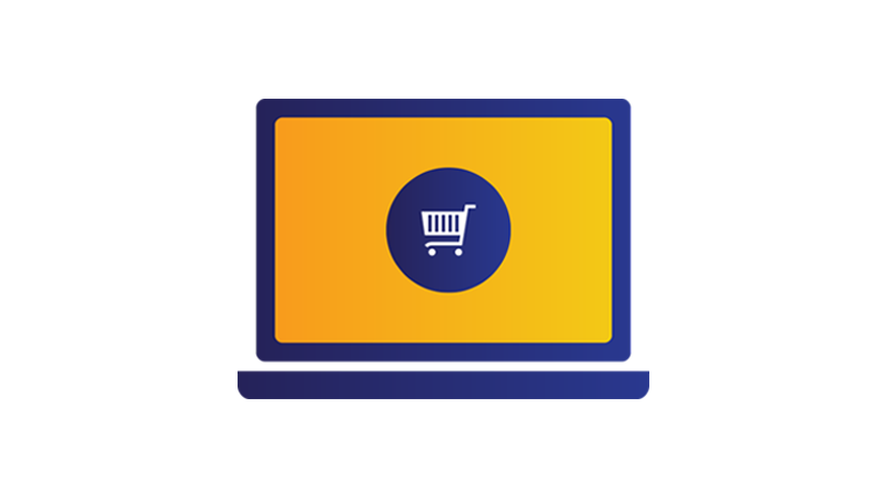 Illustration: laptop screen displaying shopping cart. Illustration: laptop screen displaying shopping cart.