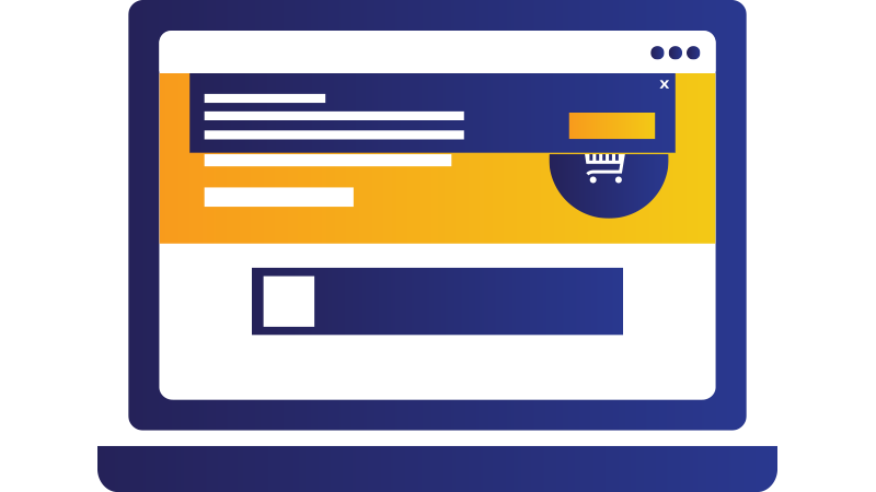 Illustration: laptop displaying shopping web site. Illustration: laptop displaying shopping web site.