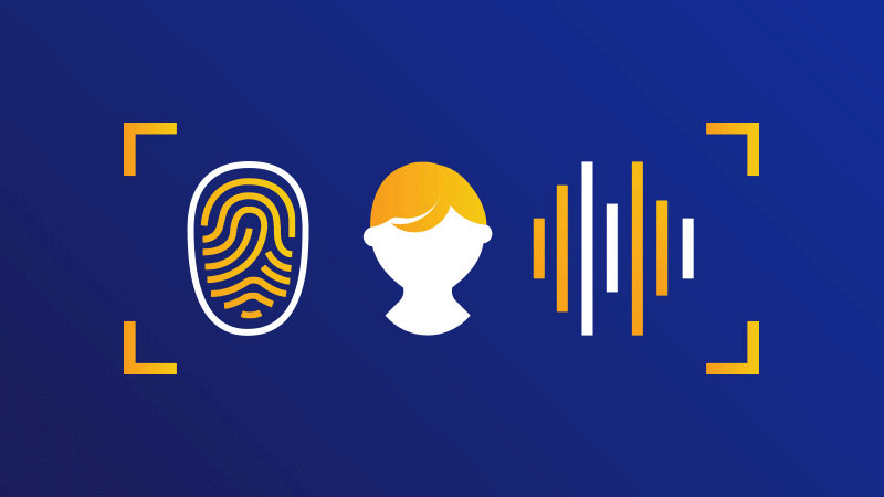 An illustration that depicts the relationship between a customer, the fingerprint, and biometrics.