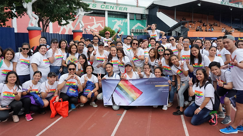 visa employees at the philippines pride parade