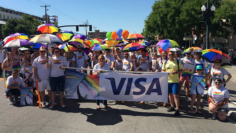 visa employees at the utah pride parade