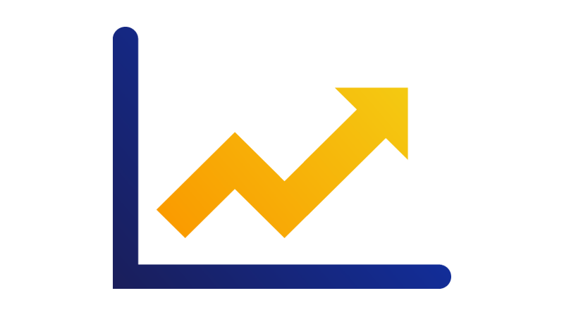 Chart showing rise or growth arrow