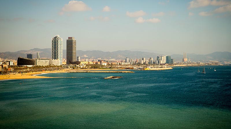 Beaches and skyline of Barcelona, Spain. Beaches and skyline of Barcelona, Spain.
