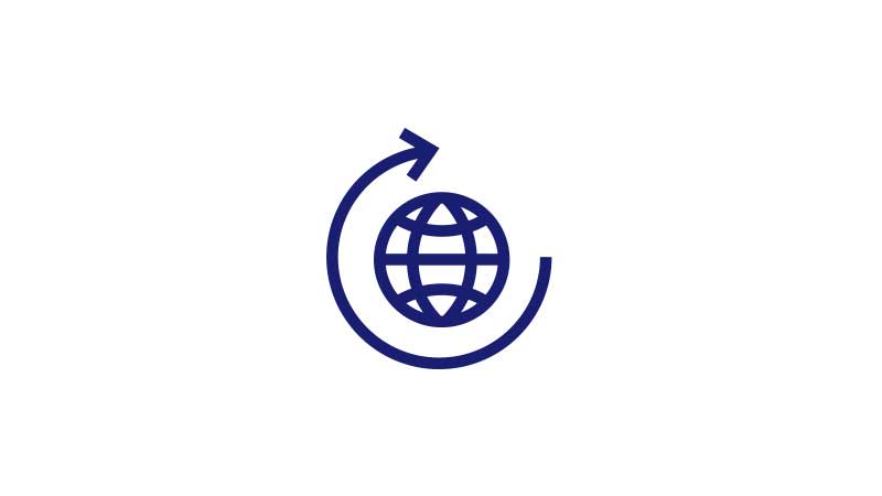 Illustration of the planet with an arrow circling it. Illustration of the planet with an arrow circling it.