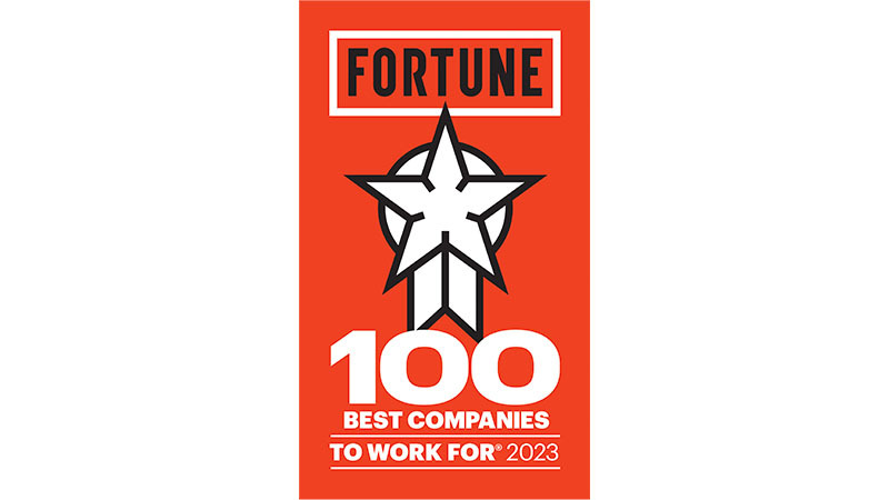 Image that says Fortune 100 Best Companies to Work For 2023
