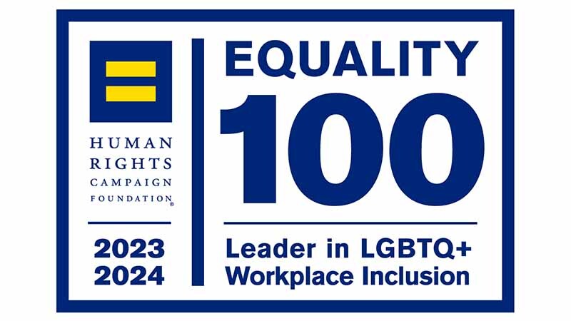 Image of the  Human Rights Campaign Foundation’s Corporate Equality Index logo for 2023 and 2024