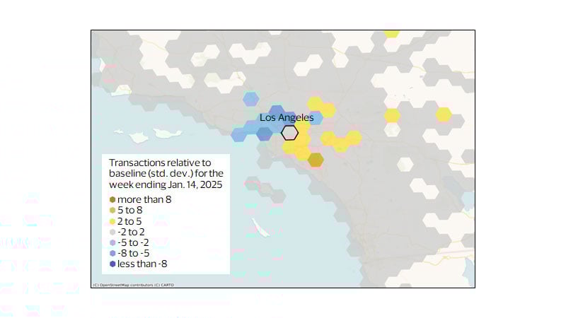 Non-residents spent closer to home. See image description for details.