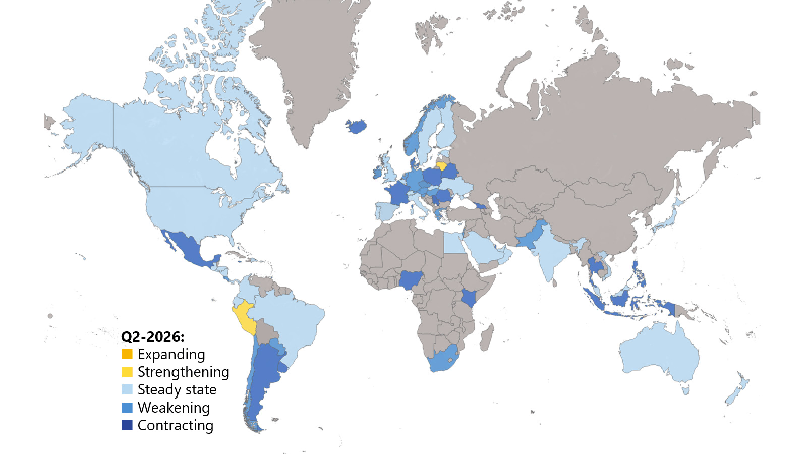 Visa Global Spending Momentum Index – second quarter 2026 map description. See image description for details.