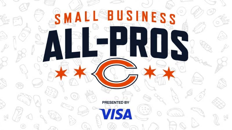 Small Business ALL-PROS with the Chicago Bears logo and the presented by Visa logo.