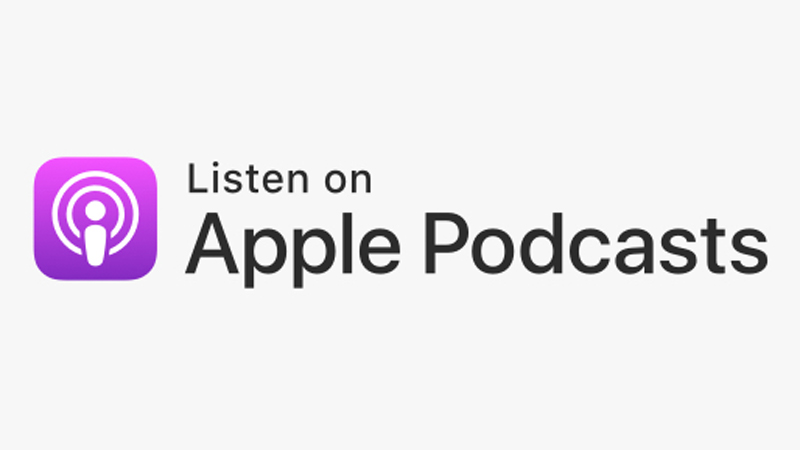 Apple Podcast logo and text that says  ‘Listen on Apple Podcasts.'