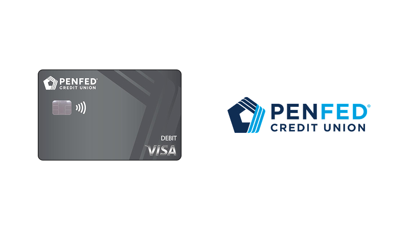 PenFed Debit chip-enabled card with PenFed Credit Union and Visa logos and the PenFed Credit Union logo.